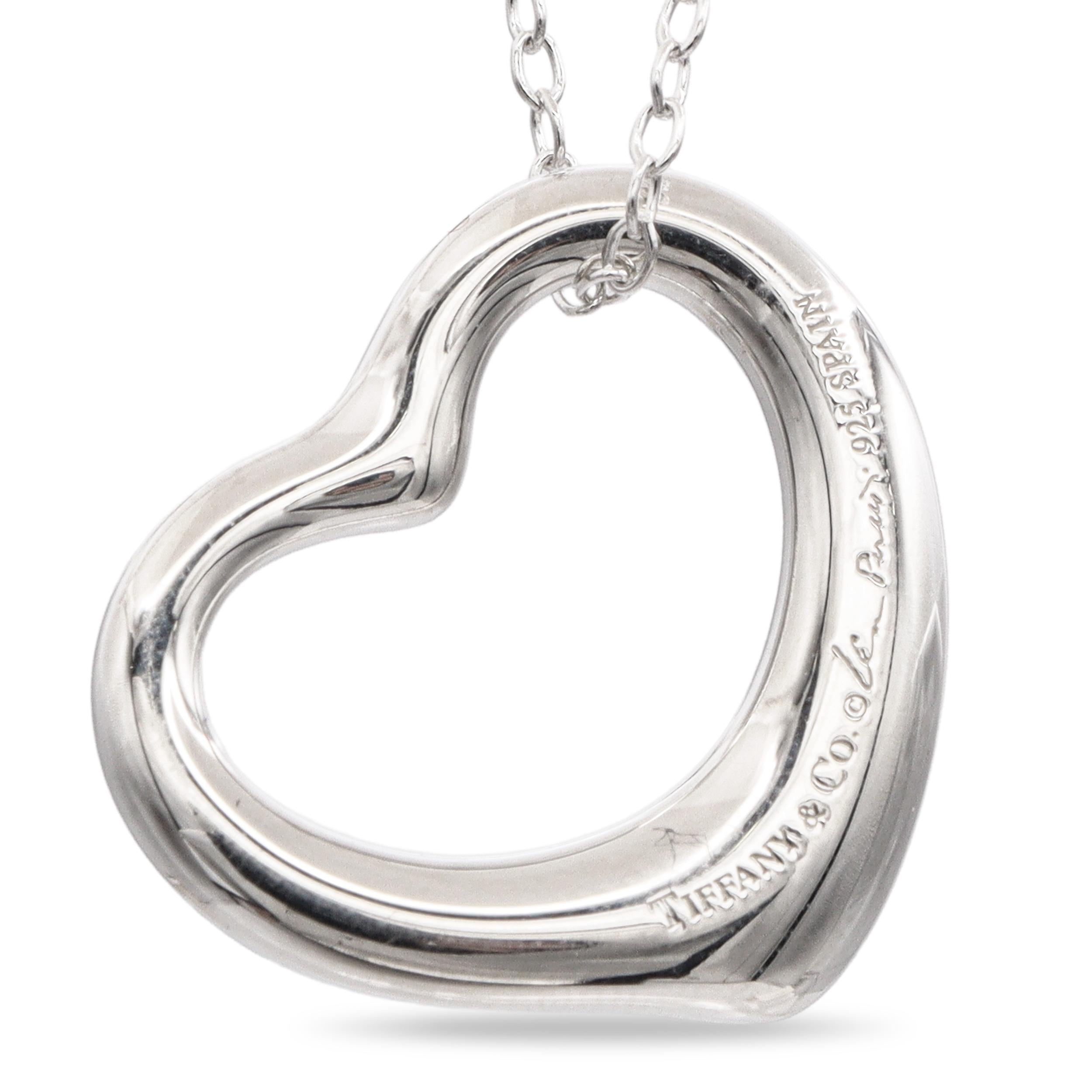 Tiffany & Co. Elsa Peretti Sterling Silver Open Heart Pendant Necklace