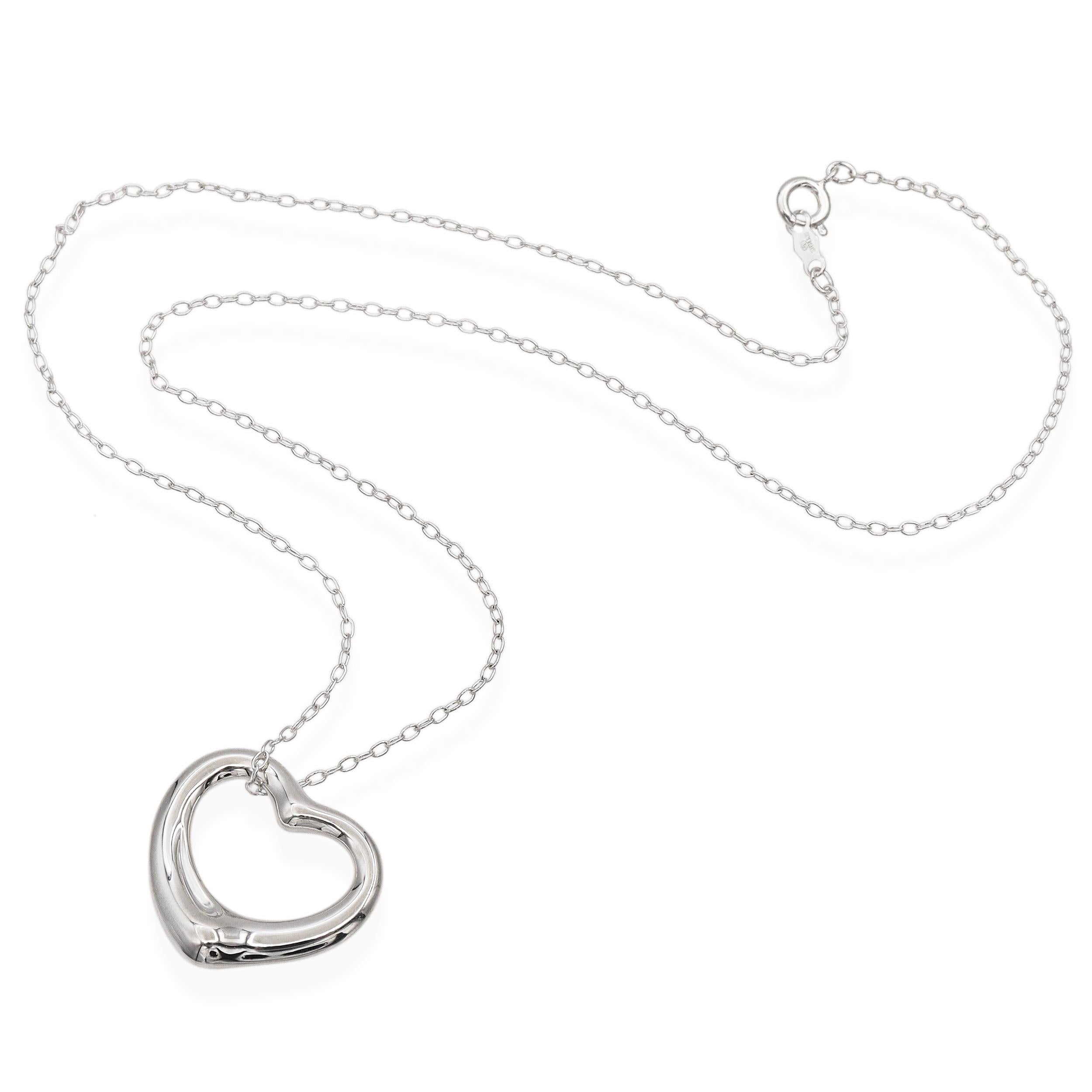 Tiffany & Co. Elsa Peretti Sterling Silver Open Heart Pendant Necklace