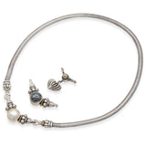 Lagos Caviar Sterling Silver 18K Gold Hematite & Pearl Interchangeable Necklace