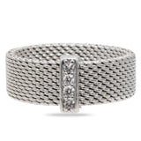 Tiffany & Co. Sterling Silver Somerset Mesh Diamond Bar Ring