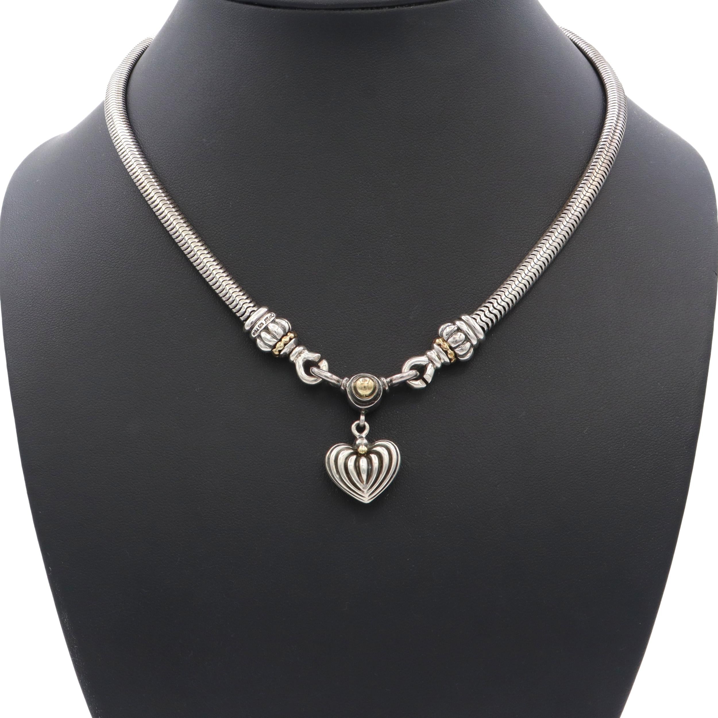 Lagos Caviar Sterling Silver 18K Gold Hematite & Pearl Interchangeable Necklace