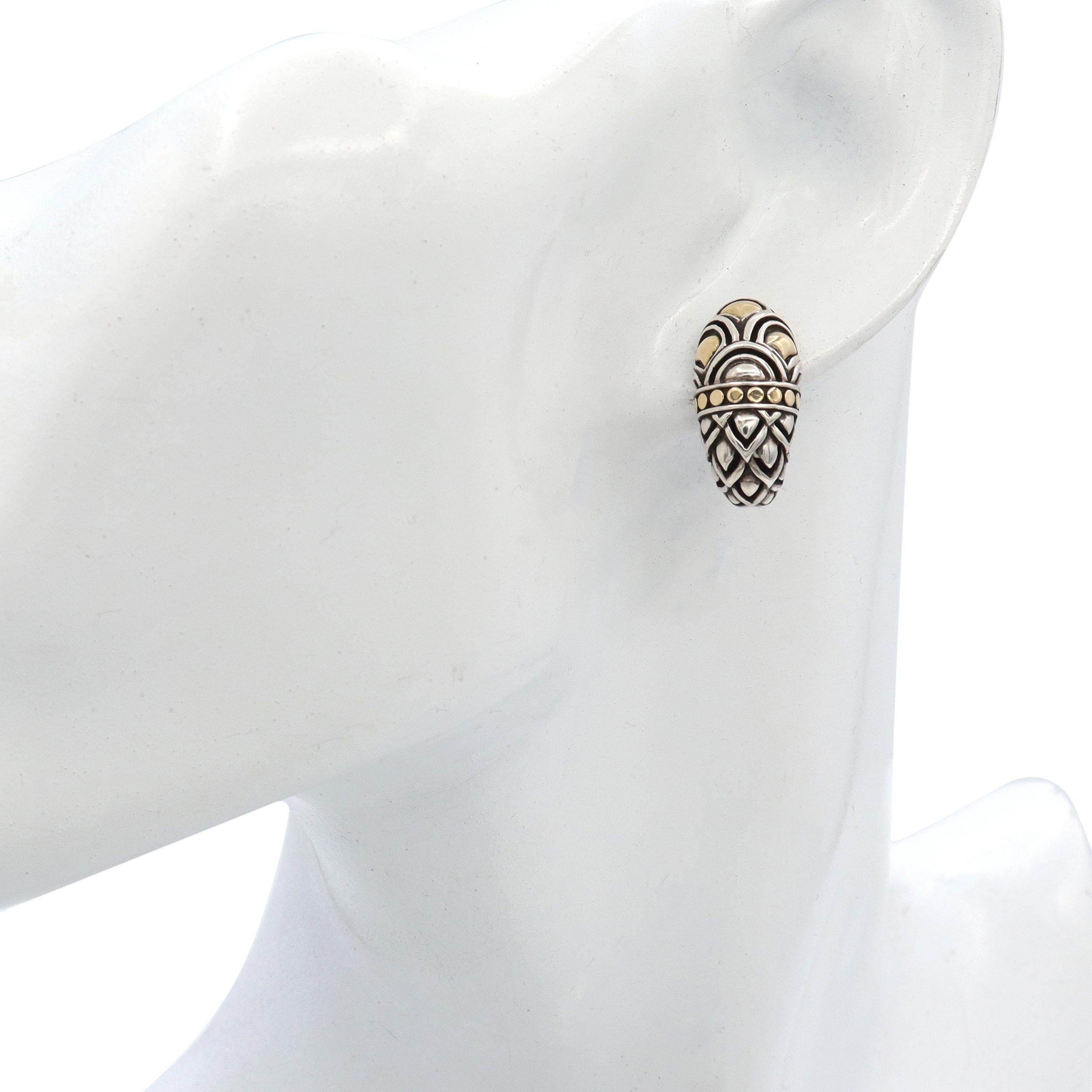 John Hardy Naga 18k Yellow Gold and Sterling Silver Shrimp Earrings