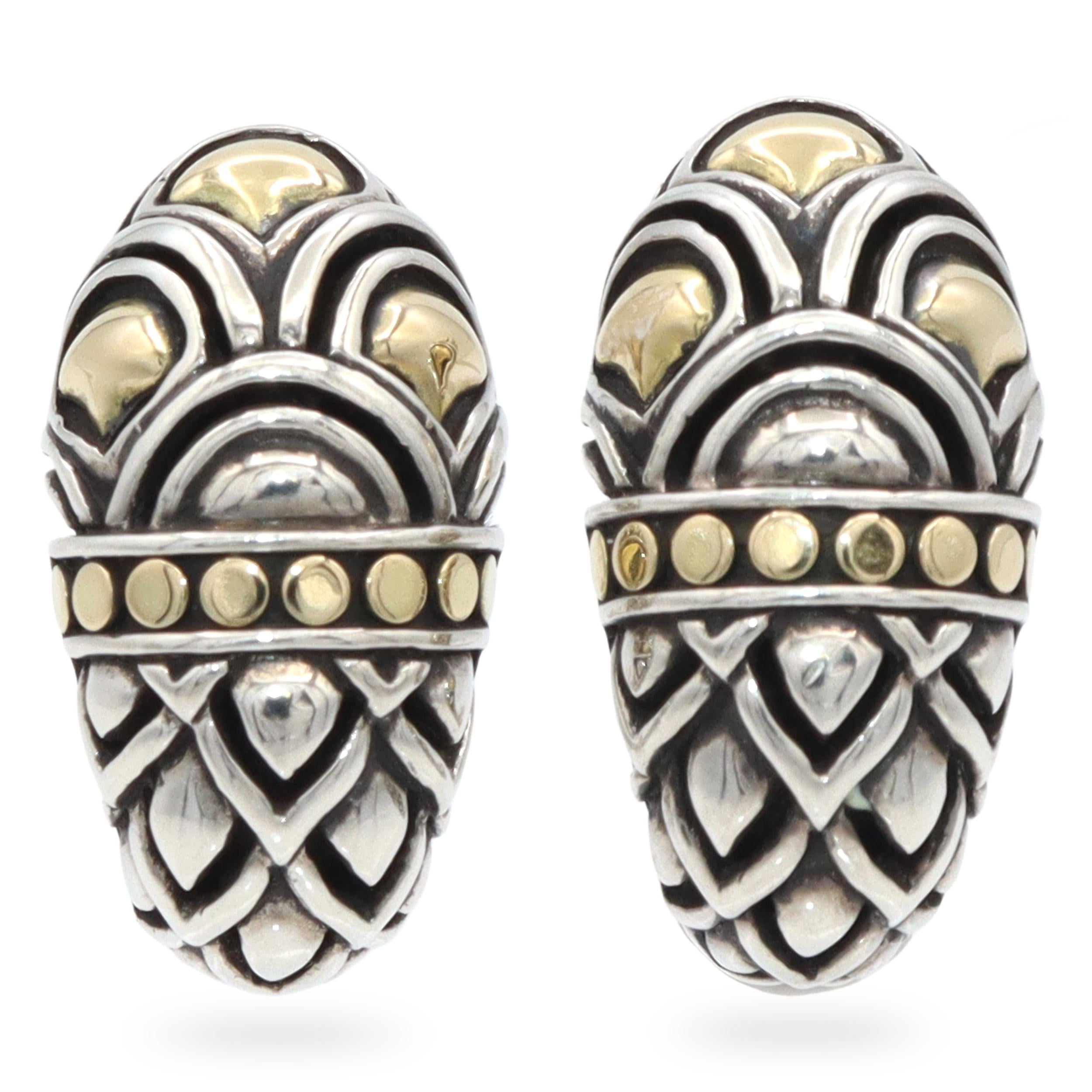 John Hardy Naga 18k Yellow Gold and Sterling Silver Shrimp Earrings
