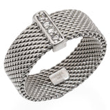 Tiffany & Co. Sterling Silver Somerset Mesh Diamond Bar Ring