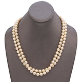 Vintage 14k Yellow Gold Multi Strand Pearl and Ruby Floral Clasp Necklace
