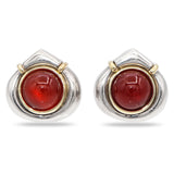 Vintage 18K Gold & Sterling Silver Carnelian Omega Back Earrings