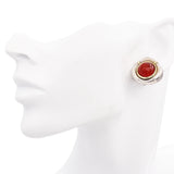 Vintage 18K Gold & Sterling Silver Carnelian Omega Back Earrings