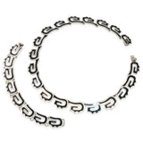 RQH Signed Taxco Mexico Sterling Silver Black Enamel Necklace & Bracelet Set