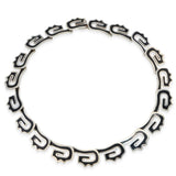 RQH Signed Taxco Mexico Sterling Silver Black Enamel Necklace & Bracelet Set
