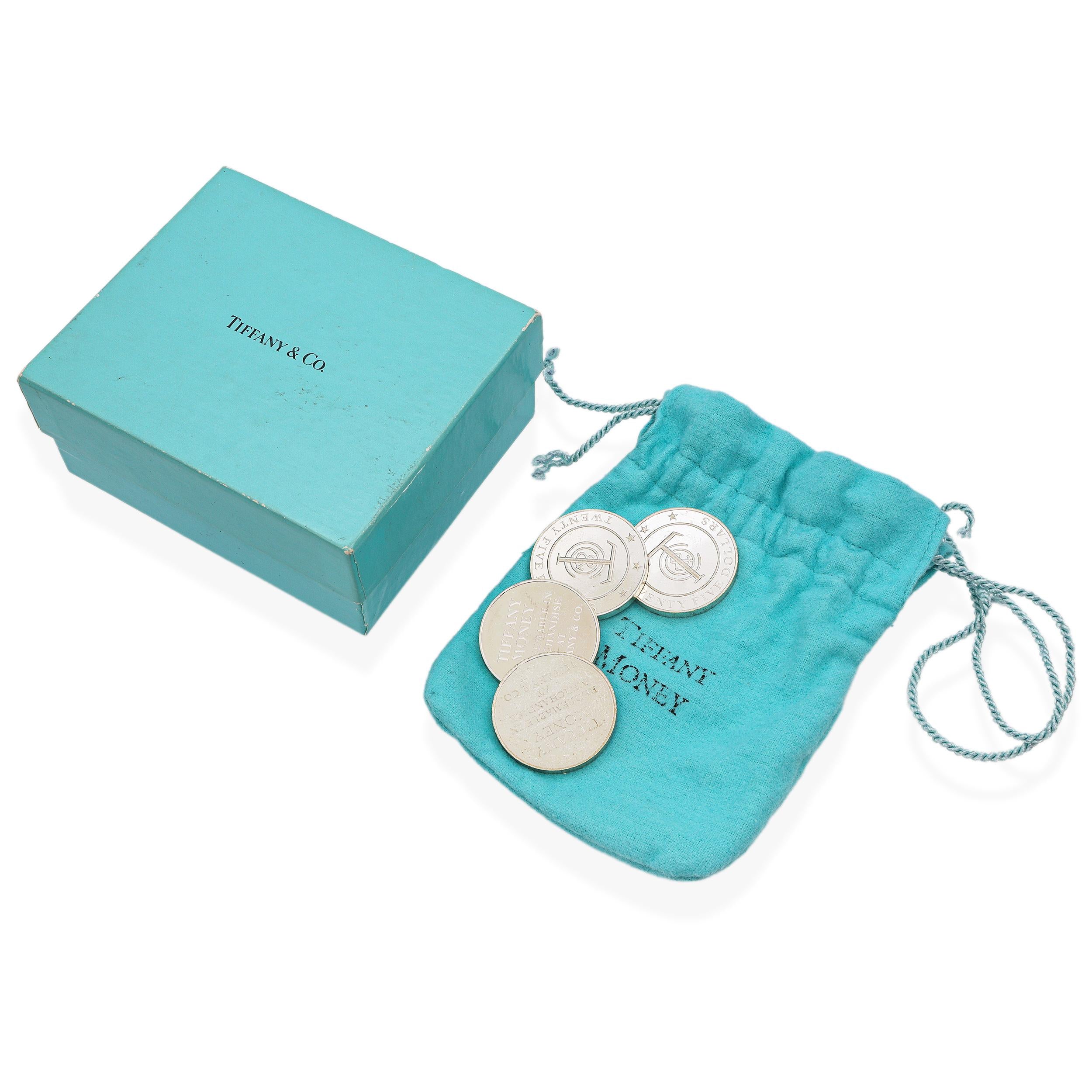 Tiffany & Co. Sterling Silver Tiffany Money $25 Tokens Set of Four