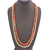 Antique Victorian 9k Yellow Gold Carved & Beaded Multi Strand Coral Necklace