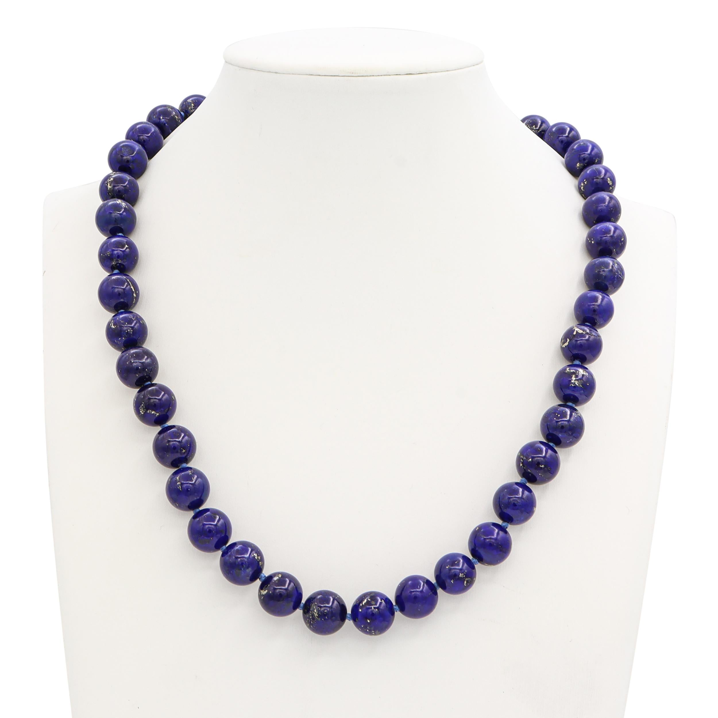 Vintage 14k Yellow Gold Accented Lapis Lazuli Beaded Strand Necklace