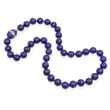 Vintage 14k Yellow Gold Accented Lapis Lazuli Beaded Strand Necklace