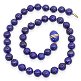 Vintage 14k Yellow Gold Accented Lapis Lazuli Beaded Strand Necklace