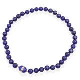 Vintage 14k Yellow Gold Accented Lapis Lazuli Beaded Strand Necklace