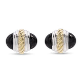 David Yurman Sterling Silver & 14k Yellow Gold Black Onyx Cufflinks