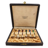 Set of 6 Nils Møller Norway Sterling Silver Guilloché Enamel Demitasse Spoons