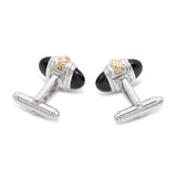 David Yurman Sterling Silver & 14k Yellow Gold Black Onyx Cufflinks