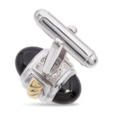 David Yurman Sterling Silver & 14k Yellow Gold Black Onyx Cufflinks