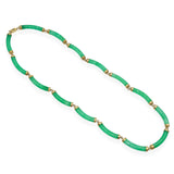 14k Yellow Gold  Green Jadeite Station Necklace