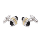 David Yurman Sterling Silver & 14k Yellow Gold Black Onyx Cufflinks