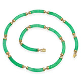 14k Yellow Gold  Green Jadeite Station Necklace