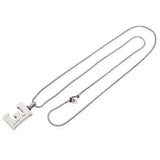 Gucci Sterling Silver Red Enamel Letter E Pendant Necklace on Les Bernard Chain