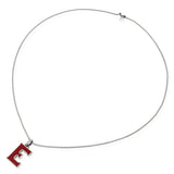 Gucci Sterling Silver Red Enamel Letter E Pendant Necklace on Les Bernard Chain