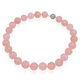 14k White Gold Rose Quartz Beaded Necklace