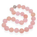 14k White Gold Rose Quartz Beaded Necklace