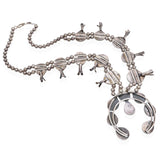 Vintage Navajo Southwestern Sterling Silver Turquoise Squash Blossom Necklace