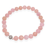 14k White Gold Rose Quartz Beaded Necklace