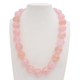 14k White Gold Rose Quartz Beaded Necklace