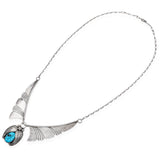 Vintage Navajo Southwestern Sterling Silver and Turquoise Feather Necklace