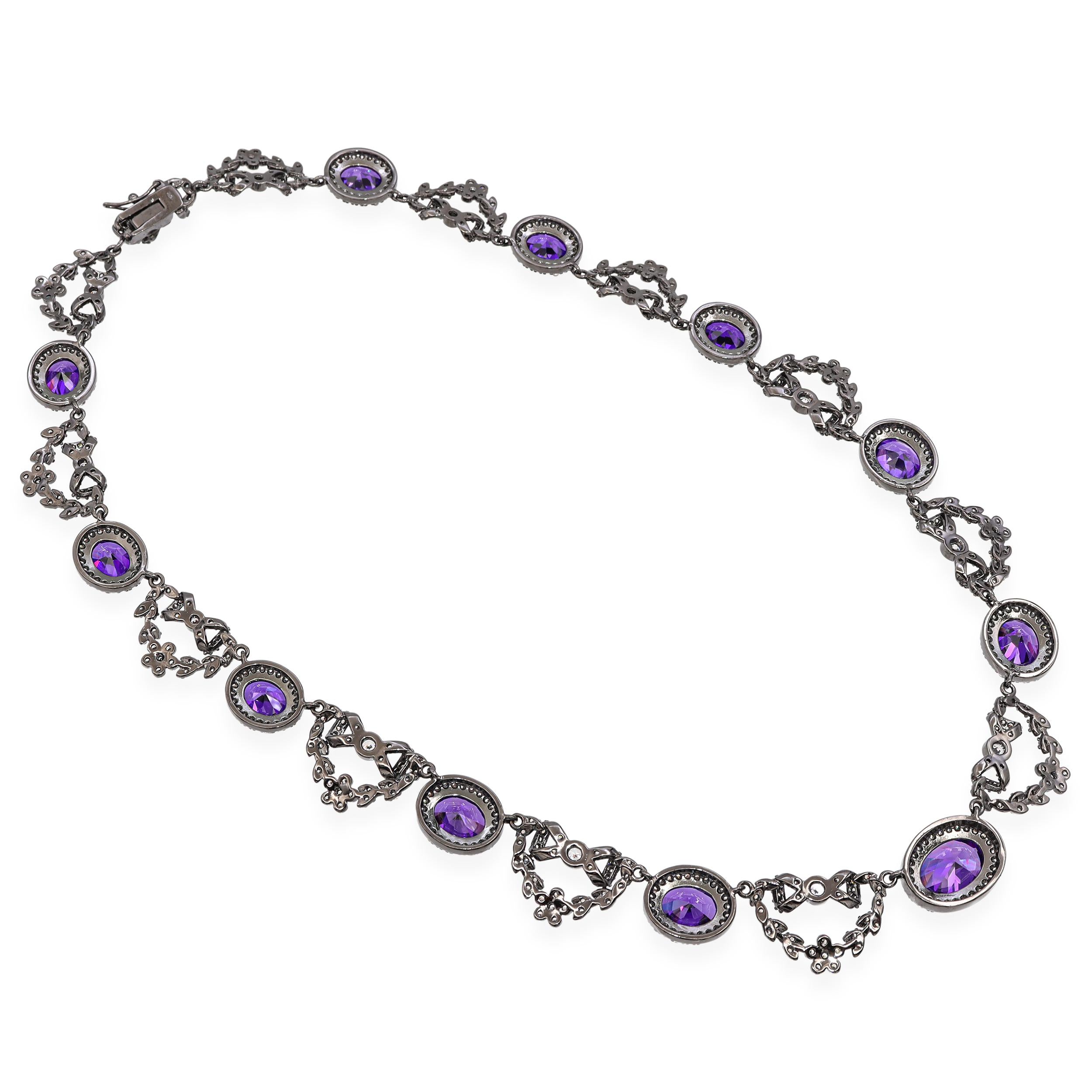 Kenneth Jay Lane Rhodium CZ Bow Motif Necklace