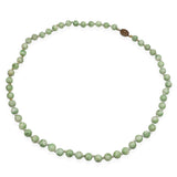 Vintage Jadeite Bead With Silver Floral Clasp Necklace