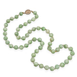 Vintage Jadeite Bead With Silver Floral Clasp Necklace