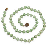 Vintage Jadeite Bead With Silver Floral Clasp Necklace