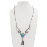 Vintage Arnold Maloney Navajo Sterling Silver Wing and Turquoise Drop Necklace