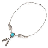 Vintage Arnold Maloney Navajo Sterling Silver Wing and Turquoise Drop Necklace