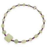 Vintage Carved Jadeite and Faceted Amethyst Bead Necklace