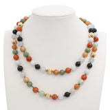 Vintage 14k Yellow Gold Jadeite & Onyx Beaded Necklace