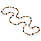 Vintage 14k Yellow Gold Jadeite & Onyx Beaded Necklace