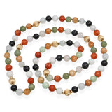 Vintage 14k Yellow Gold Jadeite & Onyx Beaded Necklace