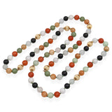 Vintage 14k Yellow Gold Jadeite & Onyx Beaded Necklace