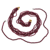 Vintage 14K Gold Garnet Multi-Strand and Single Strand Beaded Necklace Set