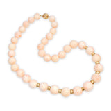 14k Yellow Gold Angel Skin Coral Graduated Bead Necklace