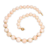 14k Yellow Gold Angel Skin Coral Graduated Bead Necklace