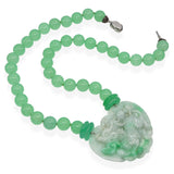 Vintage Carved Jadeite Dragon with Jadeite Beaded Strand Necklace