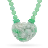 Vintage Carved Jadeite Dragon with Jadeite Beaded Strand Necklace